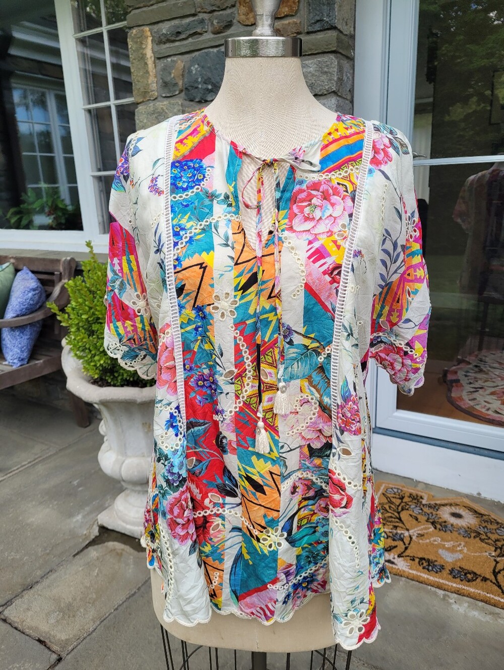 Johnny Was Virgil Silk Blouse